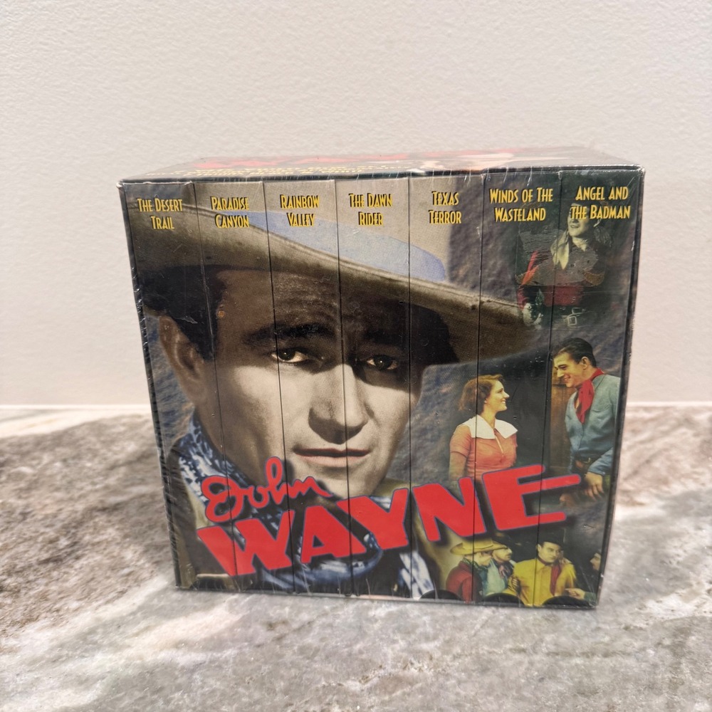 John Wayne 7 VHS Video Box Set Western Movies Marathon Music Video New Sealed